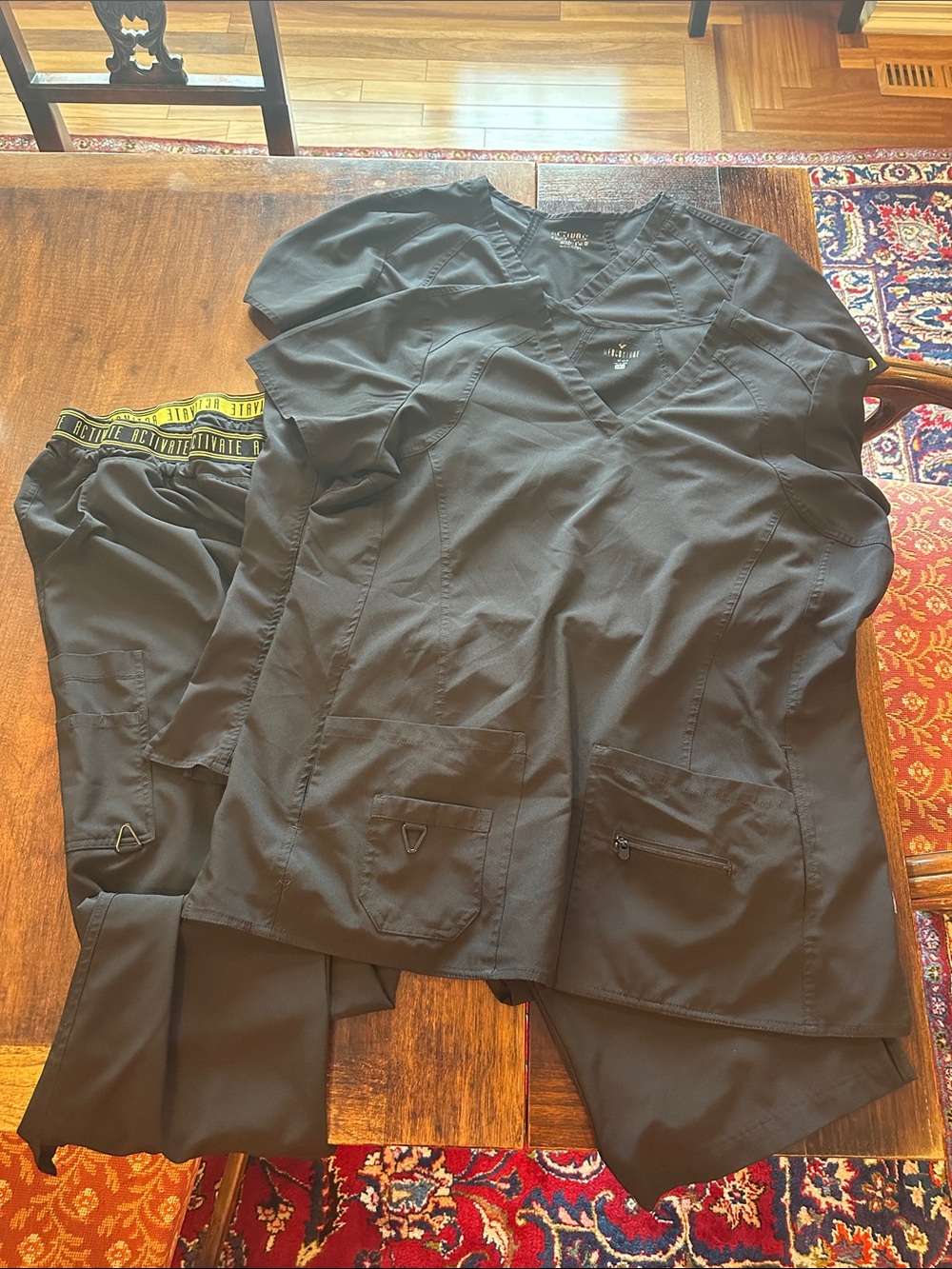 Med Couture Black Scrub Set - Women's Pants (1) & Top (2)